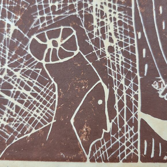 VTG Jesus Christ Crucifix Abstract Art Brown Daniel Cesio Expressionist Original - Picture 7 of 16